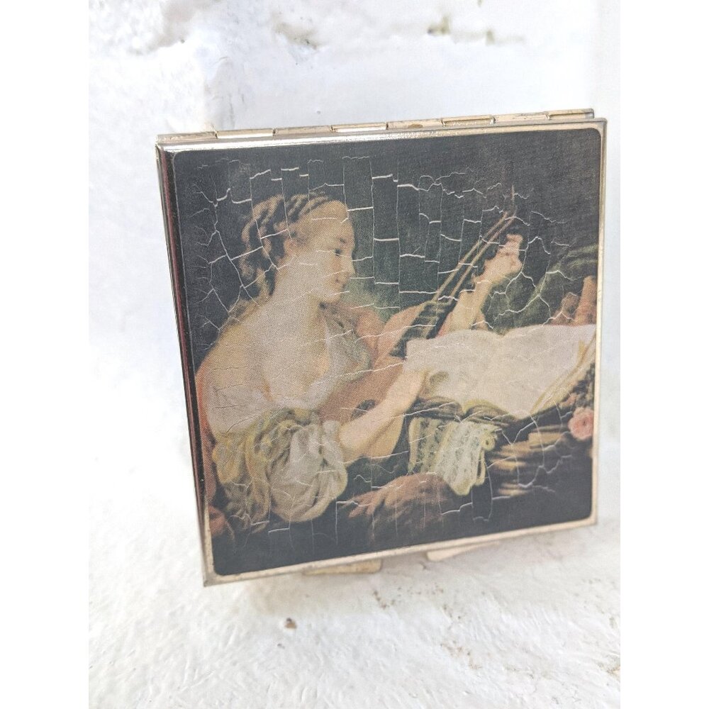 Vintage Double Mirror Compact  Square Victorian Style